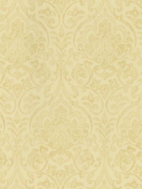 Pale Yellow Damask Wallpaper Yellow Wallpaper Room, Yellow Kitchen Wallpaper, Pale Yellow Wallpaper, Wallpaper Designs For Walls, Paint My Room, Wallpaper For Home, Quaint Cottage, Wall Borders, Islamic Art Pattern