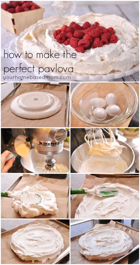 How to make the Perfect Pavlova♡♡♡♡♡ Australian Pavlova, Pavlova Toppings, Raspberry Pavlova, Pavlova Dessert, Meringue Desserts, Pavlova Recipe, Red Raspberry, Eat Dessert, Baklava