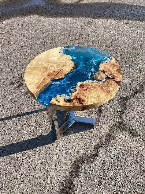 Handcrafted Table River coffee Table Round Epoxy resin table | Etsy Round River Table, River Coffee Table, Round Living Room Table, Woodworking With Resin, Round Living Room, Resin Table Top, Clear Epoxy Resin, Epoxy Resin Table, Clear Epoxy