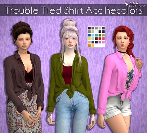 Lana CC Finds Sims 4 Tied Shirt, Sims 4 Flannel, Flannel Tied, Kids Maxi, Sims 4 Studio, Sims 4 Cc Folder, Tied Shirt, Cc Sims, Custom Icons