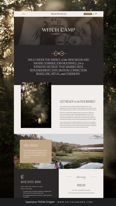 Feminine, Soulful & Witchy Squarespace Website Design for Modern Day Coven, Moonwell Retreat Themes, Website Trends, Feminine Wordpress Theme, Modern Website Design, Squarespace Website Templates, Instagram Theme Feed, Squarespace Website Design, Modern Website, Web Design Trends