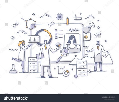 Concept of big data technology in healthcare. Preventive medicine and automation of health professional's work. Personalized prescriptive analytics. Doodle vector illustration #Ad , #ad, #Preventive#healthcare#automation#medicine Preventive Healthcare, Big Data Technologies, Doodle Vector, Preventive Medicine, Big Data, Stock Vector, Health Care, Medicine, Vector Illustration