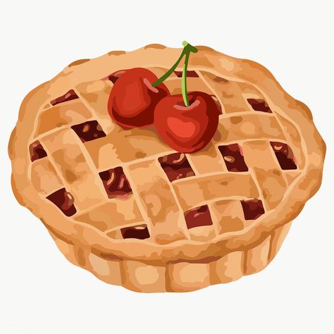 Hand drawn vectorized cherry pie sticker design resource | free image by rawpixel.com / Aew Pie Sticker, Pie Drawing, Pie Images, Cupcake Png, Thanksgiving Pie, Pie Pie, Berry Breakfast, Food Cartoon, Waffle Toppings