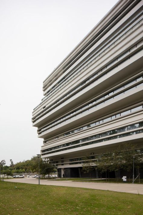 herzog & de meuron's monumental SUMC building rises over shantou, china Luxury Powder Room, Factory Building, Passive Solar, Coastal Cities, Medical University, Building Facade, Medical College, University Campus, Architecture Building