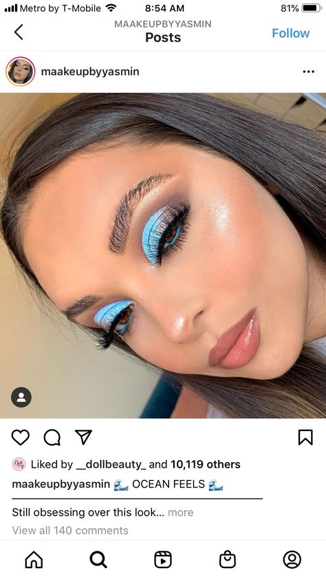 Baby Shower Makeup Ideas Blue, Baby Blue Makeup Looks, Baby Blue Eye Makeup, Baby Blue Makeup, Makeup Looks Blue, Makeup Ideas Blue, Light Blue Eyeshadow, Eye Makeup Looks, Eye Makeup Pictures