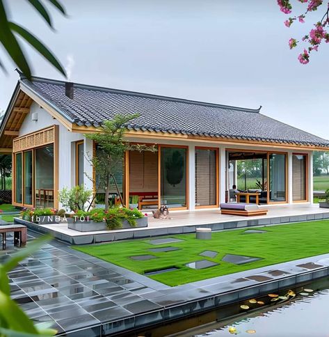 Rural House, Tiny Cottage, Shed Homes, Courtyard House, Contemporary House Design, House Architecture Design, House 2, Japanese Style, Contemporary House