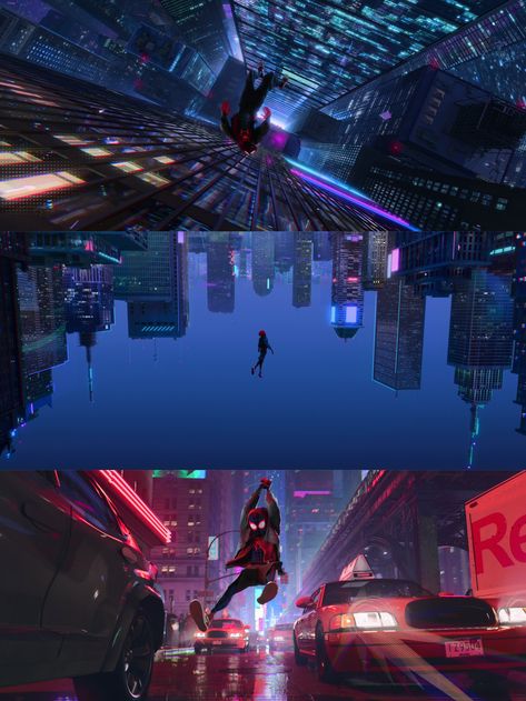 Spider Man Across The Spiderverse Across The Spiderverse Visuals, Into The Spiderverse Scenes, Spider Man City Background, Across The Spiderverse Scenes, Spiderman Movie Scenes, Man City Background, Spiderverse Stills, Coastal Nursery Girl, Across The Spiderverse Wallpaper