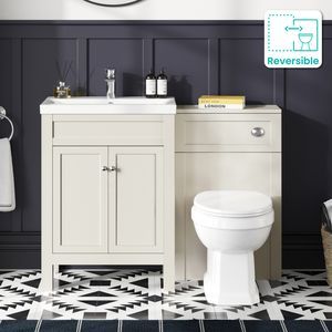 Bermuda Chalk White Combination Vanity Basin and Hudson Toilet 1100mm | Bathroom Mountain | Bathroom Mountain L Shaped Cabinet, Bathroom Mountain, Toilet Vanity Unit, Toilet And Sink Unit, Toilet Unit, Bathroom Sink Units, White Bathroom Mirror, Sink Vanity Unit, Toilet Vanity