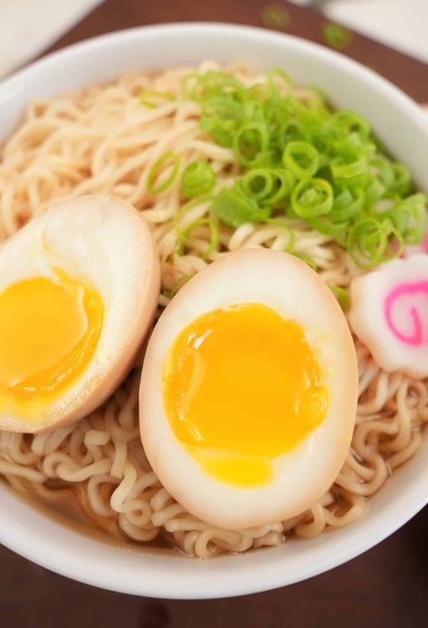 Ramen Eggs (Perfectly Jammy!) How To Cook Ramen, Egg In Ramen Noodles, Ramen Egg Recipe, Ramen Eggs, Cj Eats, Chicken Ramen Recipe, Ramen Egg, Easy Ramen, Top Ramen