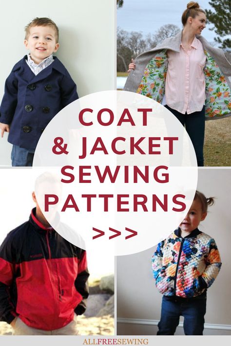 Learn how to make a jacket, coat, or similar cover-up with these sewing projects for winter! Give the gift of warmth for the whole family, charity, or a few for yourself with these 40+ Free Jacket Sewing Patterns that will help keep you nice and toasty in any chilly weather. Sew A Jacket, Fleece Jacket Pattern, Jacket Sewing Patterns, Winter Sewing, Trendy Sewing Projects, Heavy Winter Coat, Jacket Sewing, Boys Winter Coats, Diy Designs