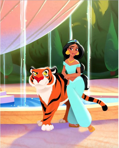 Princess Jasmine and Rajah Aladdin Rajah, Jasmine And Rajah, Disney Sidekicks, Happy 25th Anniversary, Disney Princess Jasmine, Disney Artists, Disney Nerd, Disney Cosplay, Walt Disney Pictures