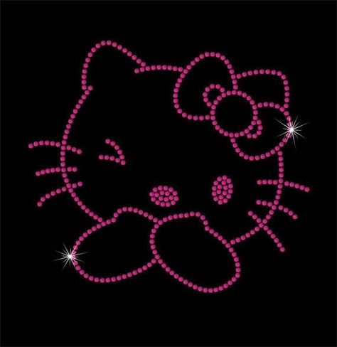 Hello Kitty Rhinestone, Dots Painting, Rhinestone Templates, Rhinestone Designs Templates, Rhinestone Outfit, Rhinestone Designs Pattern, Images Hello Kitty, Bling Shirt, Rhinestone Crafts