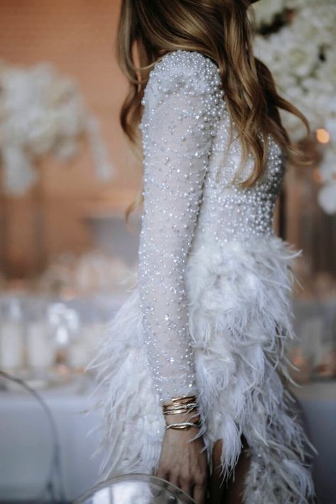 2023 Wedding Dresses, Diamond Wedding Dress, Long Sleeve Wedding Dresses, Glam Bride, Sleeve Wedding Dresses, Fancy Frocks, Feather Wedding, Long Sleeve Wedding, Wedding Dress Sleeves