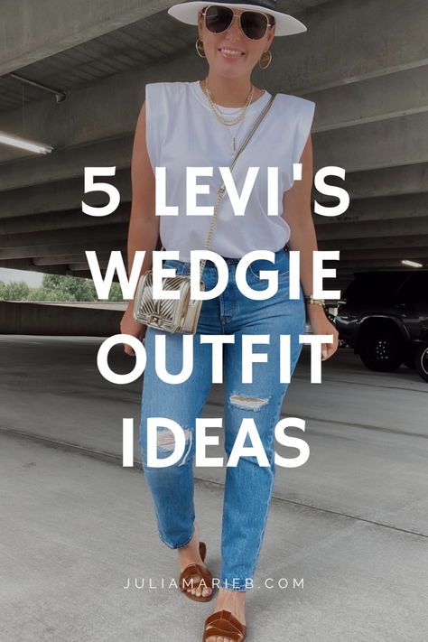 5 WAYS TO WEAR LEVI’S WEDGIE JEANS FOR SUMMER | THE RULE OF 5 Wedgie Fit Levis Outfit, Levi Wedgie Jeans Outfit, Levis Wedgie Straight Jeans Outfit, Wedgie Jeans Outfit, Levi Wedgie Jeans, Levi Jeans Outfit, Levi Wedgie Straight Jeans, Outfit Ideas Jeans, Jeans For Summer