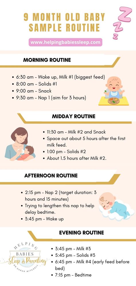 9-Month-Old Baby Sleep Routine 9 Month Old Schedule, Nursing Schedule, Bedtime Tips, Baby Sleep Routine, Bedtime Routine Baby, 9 Month Old Baby, Nap Times, Baby Samples, Baby Schedule