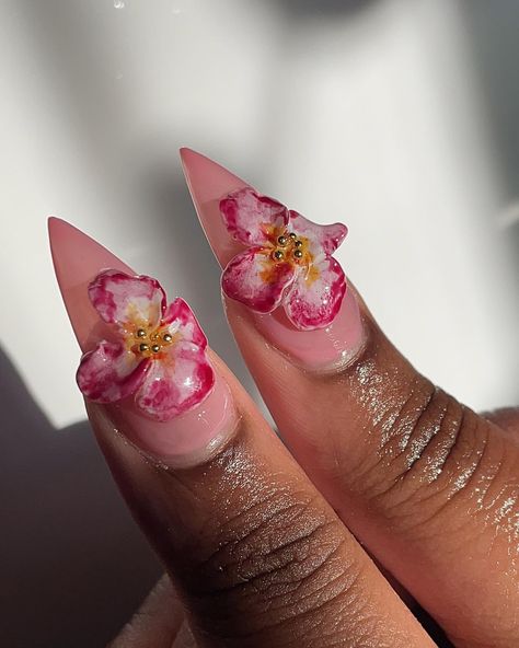 ˚˖𓍢ִ໋🌷͙֒✧˚.🎀༘⋆ the most perfect set ever. #nails #nailsofinstagram #dallasnails #dallasnailtech #orchidnails #orchids #3dflowernails… | Instagram Nail Inspo Flowers, Pink Flower Nails, Orchid Nails, 3d Flower Nails, Fantasy Nails, Floral Nail, Flower Nail Designs, Almond Acrylic Nails, Nails Only