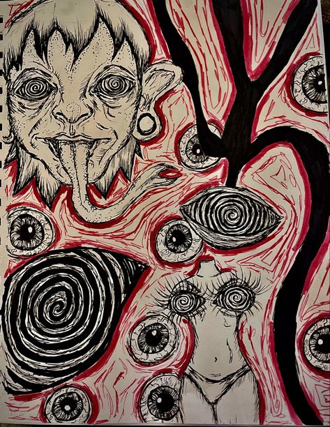 Scary Doodles, Creepy Drawings, Posca Art, Alcohol Aesthetic, Graffiti Style Art, Grunge Art, Demon Art, Art Diary, Sketchbook Ideas