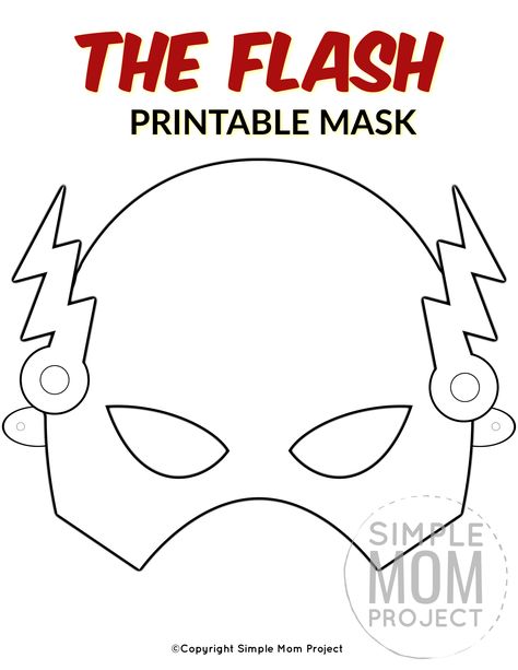 Flash Mask Template, The Flash Mask, Superhero Face Mask, Superhero Mask Template, Superhero Template, Mask Template Printable, Flash Superhero, Coloring Mask, Printable Masks