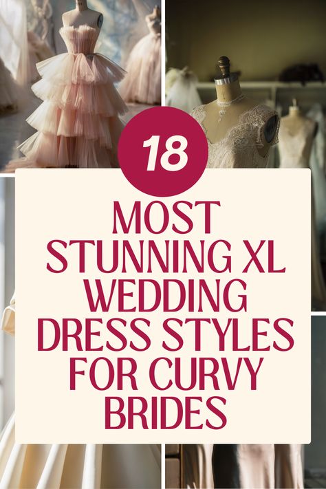 Chic XL Wedding Dress Designs for Plus Size Brides Simple Wedding Dress Mid Size, Unique Wedding Dress Ideas, Wedding Dresses For Large Busted Women, Wedding Dress Styles For Body Types, Dress Designs For Plus Size, Apple Shape Wedding Dress, Large Bust Wedding Dress, Wedding Dress For Hourglass Shape, Size 10 Bride