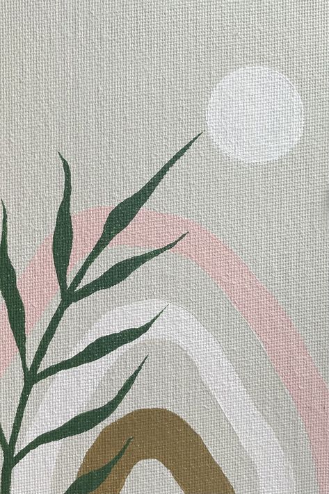 Light Gray Background, Painting Easy, Orange Paint, Plant Painting, Minimalist Painting, Paint Ideas, Dot Painting, Green Plants, Gray Background