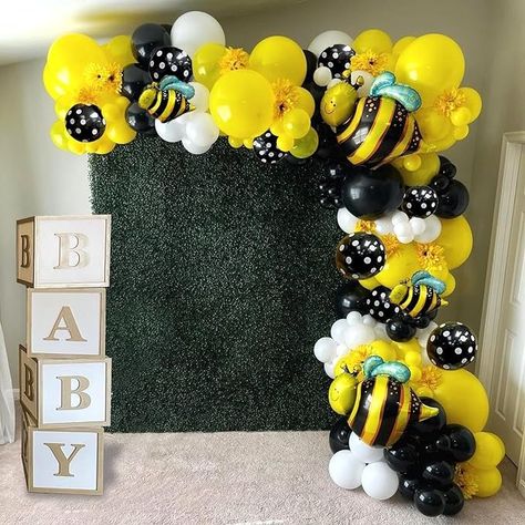 Amazon.com: Yellow Bee Balloon Garland Arch Kit-128pcs Yellow White Black Balloons with Black and White Polka Dots Balloons for Bee Theme Baby Shower What Will It Bee Gender Reveal Party Decorations : Toys & Games Bee Balloon Garland, Bee Gender Reveal Party, Bee Balloon, What Will It Bee, Polka Dot Balloons, Bee Gender Reveal, Bee Baby Shower Theme, Gender Reveal Party Decorations, Garland Arch