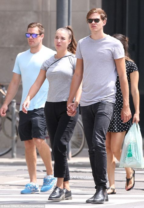 Taking a break: Bill Skarsgard went for a stroll with his girlfriend in Toronto on Sunday ... Bill Skarsgard Girlfriend, Gustav Skarsgard, Bill Skarsgard Pennywise, Hemlock Grove, With Girlfriend, Bullet Proof Vest, Pretty Brunette, Bill Skarsgard, I Like That