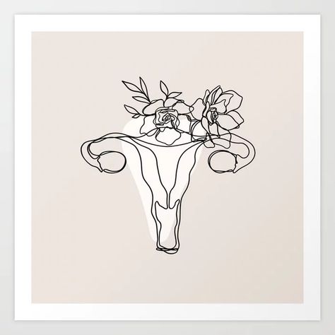 Uterus Line Drawing, Uterus Drawing Flowers, Uterus Flower Tattoo, Uterus Line Art, Uterus Tattoo Ideas, Midwife Tattoo, Midwifery Art, Uterus Tattoo, Uterus Art