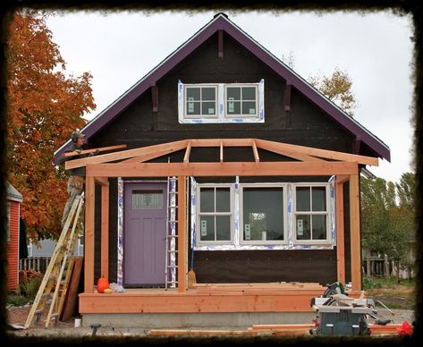 Porch on a small home. Hip Roof Porch, Porch Roof Design, Porch Update, Roof Porch, Hip Roof Design, Front Porch Addition, Porch Kits, Creek House, Porch Addition