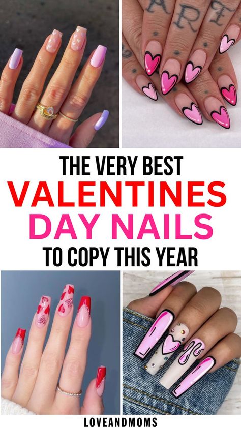 Valentine's Day Nails Nails Acrylic Red, Heart Tip Nails, Nails Acrylic Pink, Valentine Nails Pink, Nails Acrylic Almond, Pale Pink Nails, Matte Pink Nails, Nail Red, Vday Nails