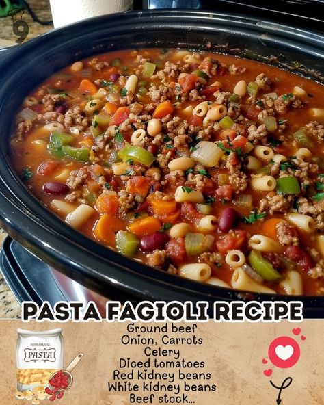 Pasta Fagioli Crockpot, Slow Cooker Pasta Fagioli, Walking Tacos Recipe, Meat Sandwiches, Loose Meat, Pasta Fagioli Recipe, Pasta Fagioli Soup, Crockpot Pasta, Fagioli Soup