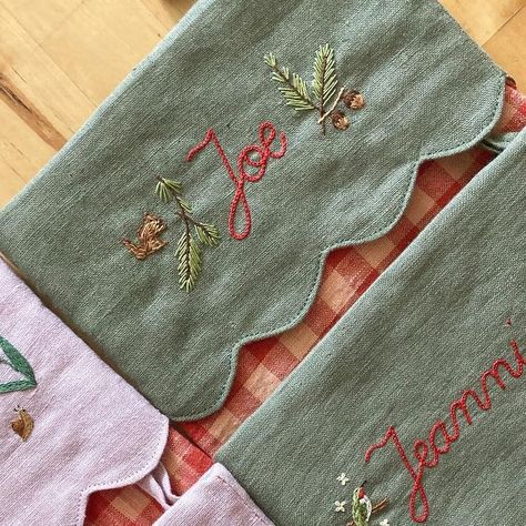 Maria 🌸 Rosita Studio on Instagram: "Matching stockings for the whole family 💕🪡🪡🪡 Each one of them personalised with different motifs to make them unique! Just a reminder that I'm fully booked for this year and I'm not taking commissions until next Spring 🙃"