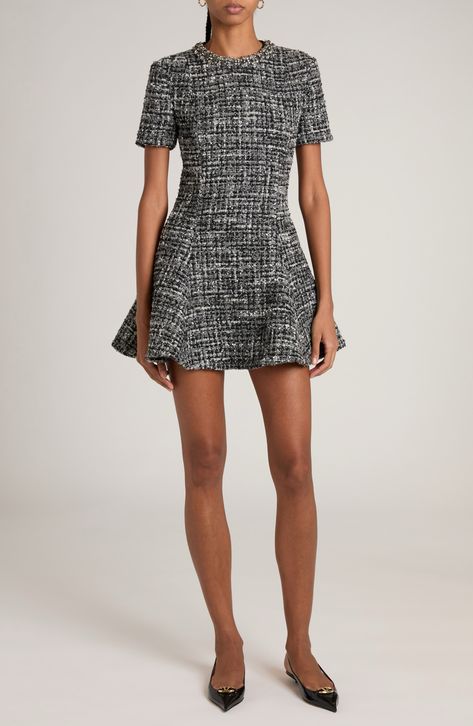 Valentino Garavani Metallic Tweed Fit & Flare Minidress available at #Nordstrom Tweed Dress Chanel, Tweed Dress Outfit, Chanel Tweed Dress, Tweed Dresses, Work Fits, Des Roses, Sparkle And Shine, Dress Crafts, Tweed Dress