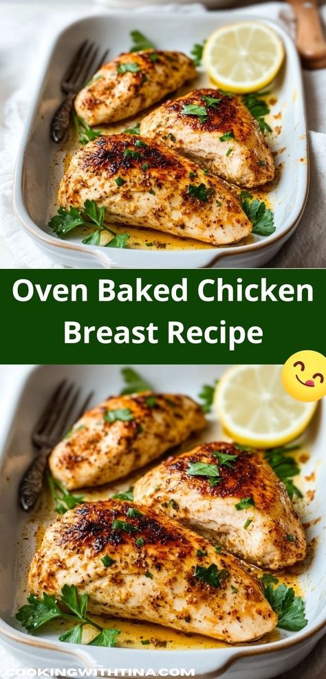 Searching for a flavorful yet easy dinner recipe? This Oven Baked Chicken Breast is seasoned to perfection and baked to juicy goodness. It’s a fantastic way to please the whole family with minimal effort. Juicy Oven Baked Chicken, Oven Baked Chicken Breast, Baked Chicken Breasts, Baked Chicken Recipes Healthy, Healthy College, Smart Food, Healthy Baked Chicken, Oven Baked Chicken Breasts, Chicken Breast Recipes Baked