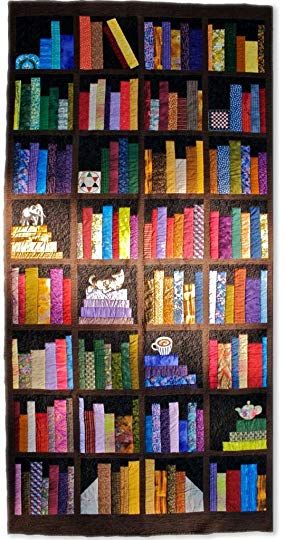 Bookcase Quilt Pattern, Bookshelf Quilts, Bookcase Quilts, Colourful Blanket, Book Quilts, Library Quilt, Bookshelf Quilt, Bookcase Quilt, Quilt Instructions