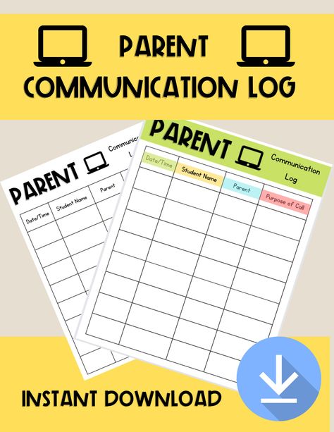 Parent Communication Log / Contact Form | Teacher call log | Contact log Communication Log Template, Parent Phone Call Log, Home School Communication Log, Communication Log For Teachers, School Communication Log, Parent Contact Log, Parent Communication Log, Communication Log, Daily Printable