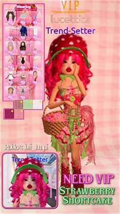 Dti Strawberry Shortcake Theme, Dti Strawberry Outfit, Modern Strawberry Shortcake Outfit, Strawberry Dress To Impress, Strawberry Shortcake Dti Outfit, Ms Frizzle Dress To Impress, Favorite Aesthetic Dress To Impress, Dti Outfits Cosplay, Strawberry Shortcake Dress To Impress