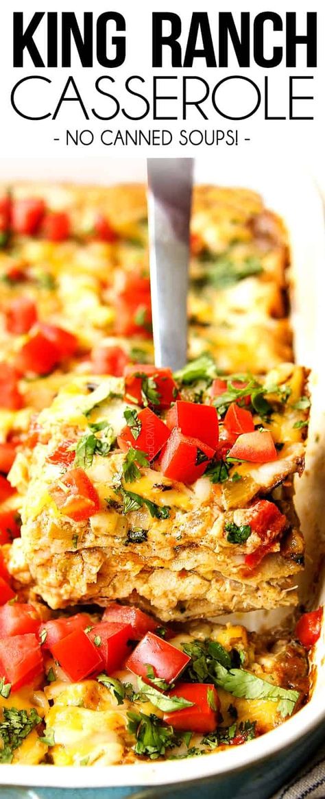 King Ranch Chicken Casserole - Carlsbad Cravings King Ranch Chicken Casserole No Canned Soup, Low Sodium Chicken Casserole Recipes, Low Sodium Casserole Recipes, King Ranch Casserole, King Ranch Chicken Casserole, King Ranch Chicken, Ranch Casserole, Ranch Chicken Casserole, Chicken Corn