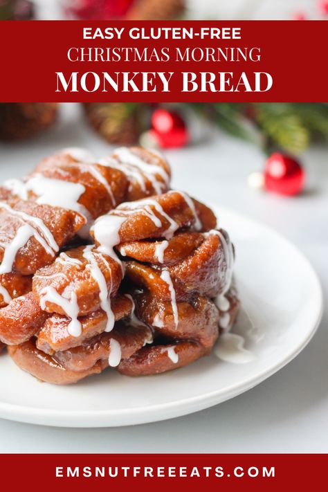 This is one of the easiest gluten-free monkey bread recipes because it uses Brazi Bites instead of hommeade dough! It's perfect for Christmas morning or any time of the year! Gluten Free Monkey Bread Recipe, Brazi Bites, Gluten Free Monkey Bread, Churro Bites, Frozen Rolls, Christmas Sweet Treats, Opening Presents, Gluten Free Gingerbread, Nut Free Recipes