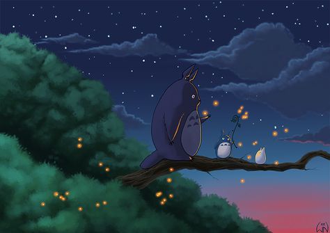 Totoro and friends by Wictorian-Art.deviantart.com Night Widgets, Totoro And Friends, Totoro Drawing, Totoro Nursery, Totoro Merchandise, Totoro Art, Isao Takahata, Neighbor Totoro, Studio Ghibli Art