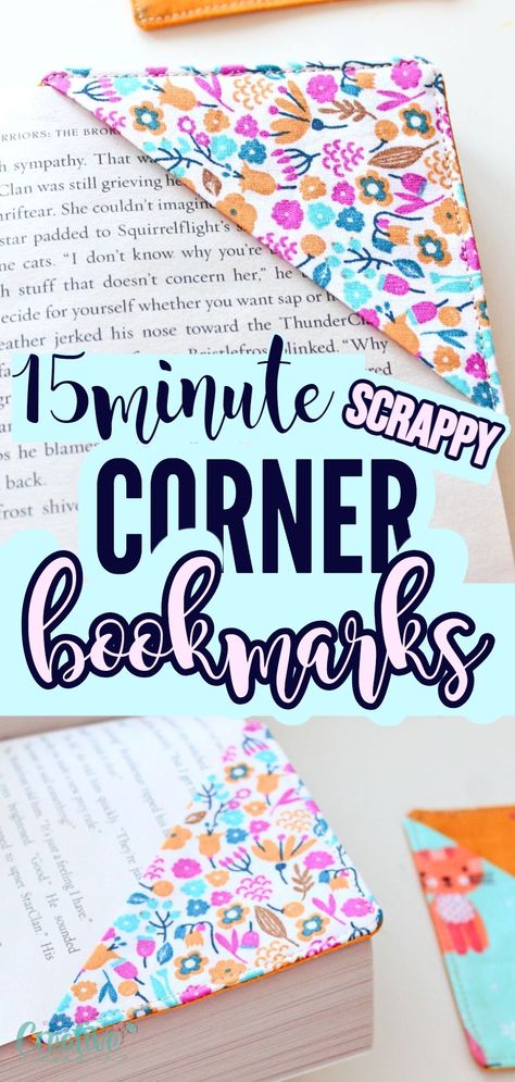 Scrappy corner bookmarks to sew Corner Book Markers, Bookmarks Paper, Diy Bookmark, Bookmarks Diy, Corner Bookmark, Folding Origami, Bookmark Craft, Corner Bookmarks, Paper Bookmarks