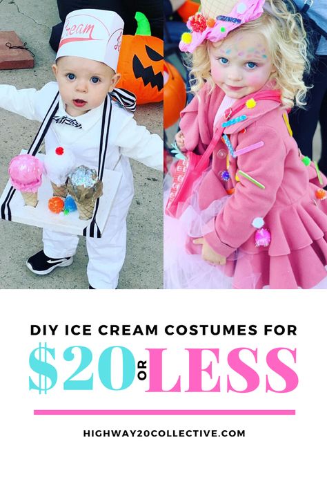 Ice Cream Man Toddler Costume, Ice Cream Server Costume, Ice Cream Costume Diy, Diy Ice Cream Costume, Ice Cream Man Costume, Ice Cream Halloween Costume, Diy Ice Cream Cone Costume, Ice Cream Headband, Ice Cream Cone Costume