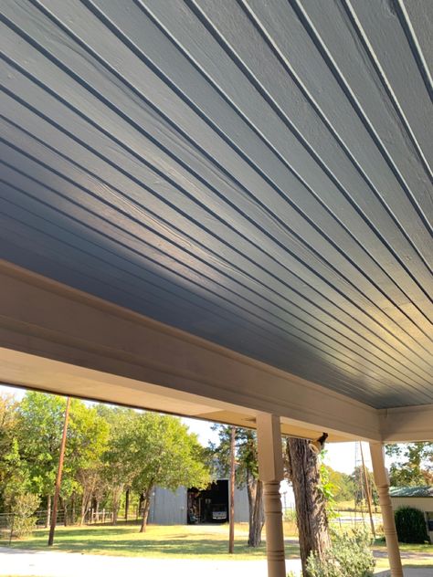 Updating a 1960 house. Forever sunny skies on the porch! Beadboard blues! Beadboard Porch Ceiling, Haint Blue Porch, 1910 Farmhouse, Haint Blue Porch Ceiling, Blue Porch Ceiling, Blue Porch, 1960 House, Ceiling Paint Colors, Ceiling Color