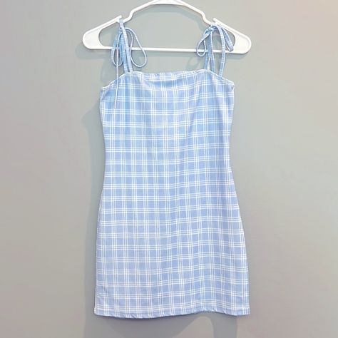 Blue Checkered Dress, Blue Checkered Shirt, White Plaid Dress, Dress From Shein, Plaid Outfits, Cruise Outfits, Checkered Dress, Blue Checkered, Shein Dress