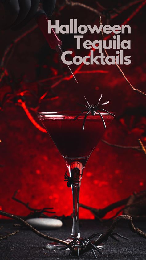 Halloween Tequila Cocktails Mezcal Halloween Cocktail, Spooky Drinks With Tequila, Tequila Drinks For Halloween, Halloween Drink Tequila, Halloween Drink Menu Ideas, Halloween Drink With Tequila, Spooky Drinks Alcohol Tequila, Clear Drinks Cocktails, Tequila Drinks Halloween