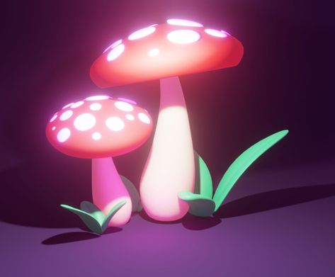 Glowing Mushrooms in Blender 🍄 3d Generalist, Mushroom Island, Mushroom 3d, Glowing Mushrooms, Eye Twitching, Neon Jungle, Plant Games, Car Game, 3d Pen