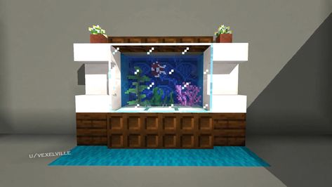 Aquarium Builds Minecraft, Aquarium Ideas Minecraft, Aquarium Design Minecraft, Minecraft Wall Aquarium, Minecraft Indoor Aquarium, Minecraft Interior Design Bedrooms, Minecraft Underwater Decoration, Minecraft Modern Interior, Cute Minecraft Bedrooms