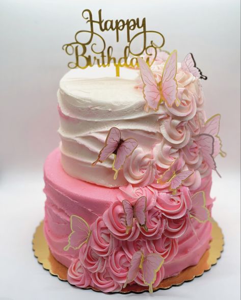 Cascading Rosette Cake, Beautiful Birthday Cakes For Women Ideas, Cake Tingkat, Birthday Cake For Women Simple, Fluffy Vanilla Cake, There's No Tomorrow, Tiered Cakes Birthday, Butterfly Birthday Cakes, 13 Birthday Cake