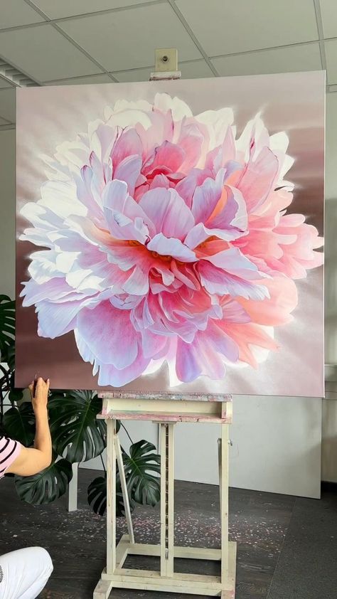 Floral Painting Videos, Carillons Diy, Starry Night Painting, Peony Painting, Handmade Canvas, Abstract Flower Art, Flower Painting Canvas, Canvas Paint, Landscape Art Painting