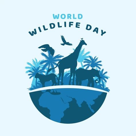 Flat world wildlife day illustration World Animal Welfare Day Poster, Party Wear Western Dresses, Wildlife Week, World Wildlife Day, Flat World, Wildlife Day, Animals Forest, Save Wildlife, Daily Progress