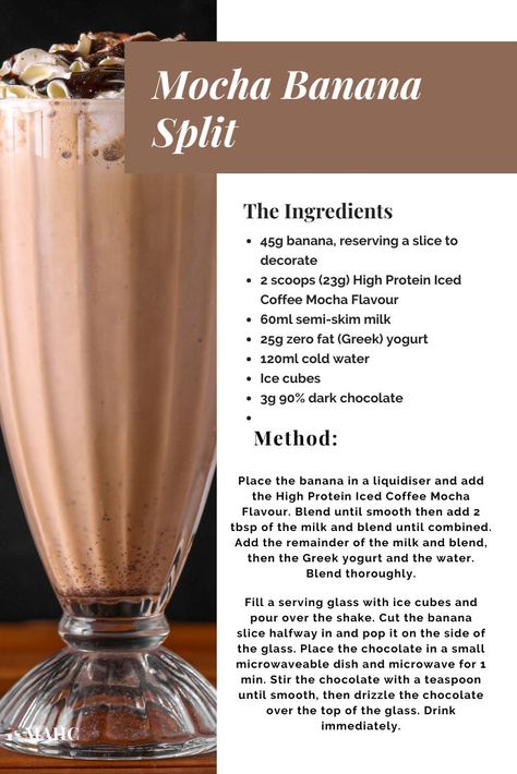 Mocha Iced Coffee Recipe, High Protein Iced Coffee, Iced Mocha Recipe, Protein Iced Coffee, Mocha Iced Coffee, Mocha Recipes, Herbalife Protein, Protein Shakes Recipes, Iced Coffee Recipe